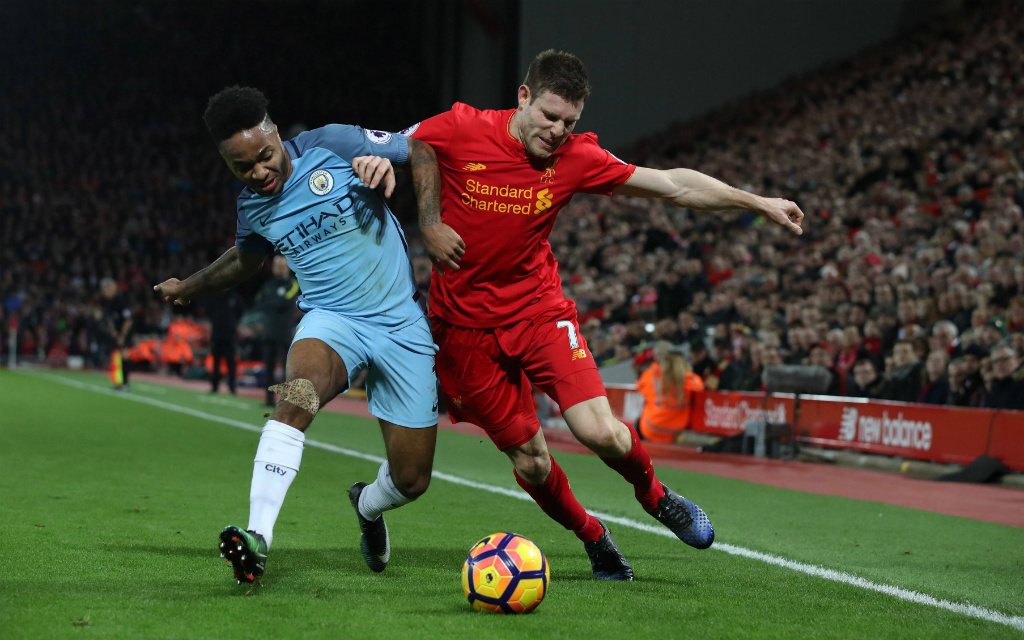 Imago/Sportimage: Wer setzt sich im Duell zwischen Raheem Sterlings City (l.) und James Milners Reds durch?