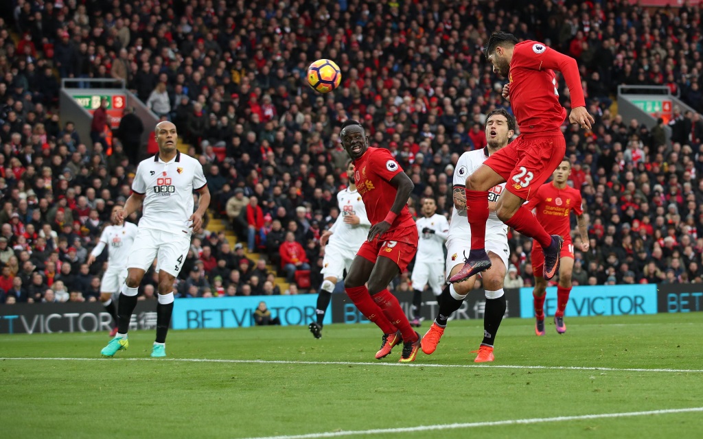 Emre Can erzielt per Kopf das 1:0 beim FC Watford.