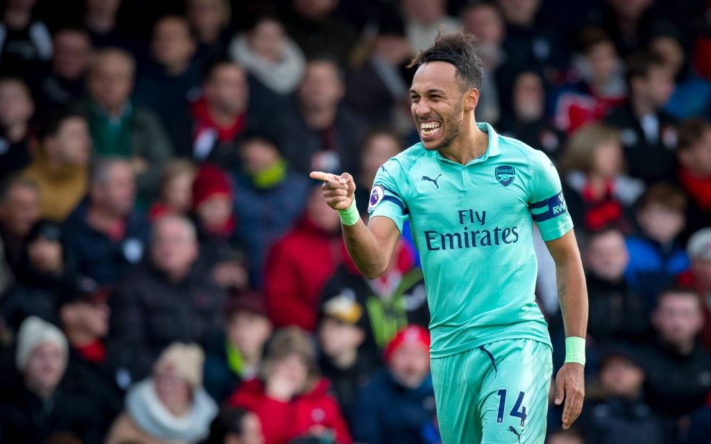 Pierre-Emerick Aubameyang beim Torjubel im Spiel AFC Bournemouth - FC Arsenal.