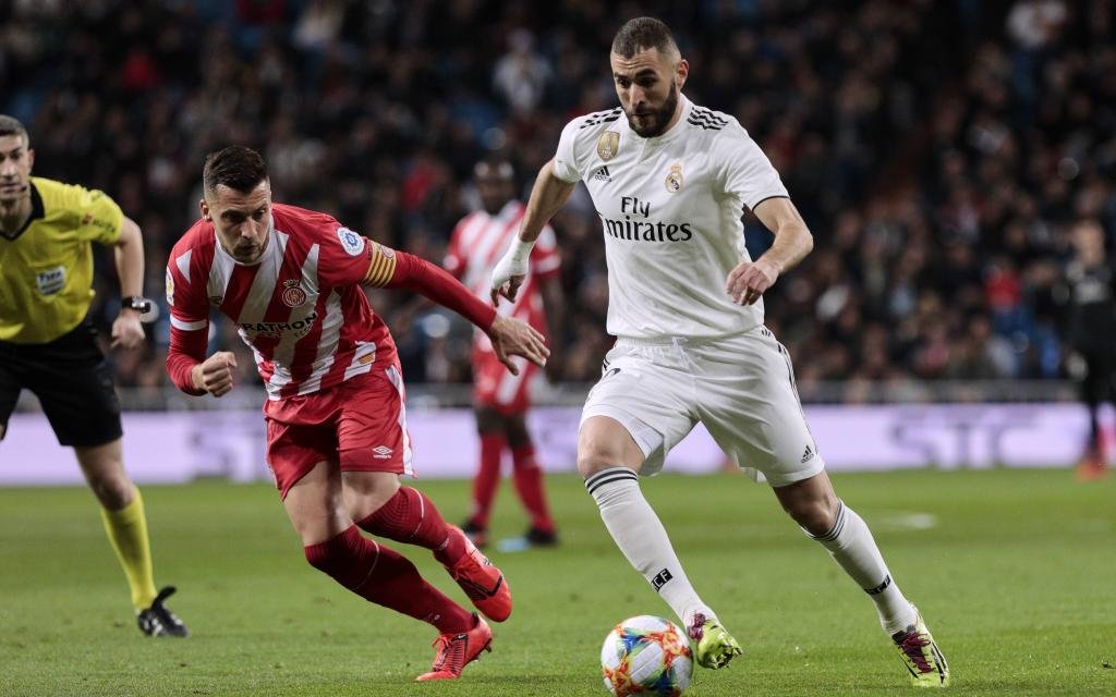 Real Madrid s Karim Benzema during Copa del Rey match between Real Madrid and Girona FC at Santiago Bernabeu