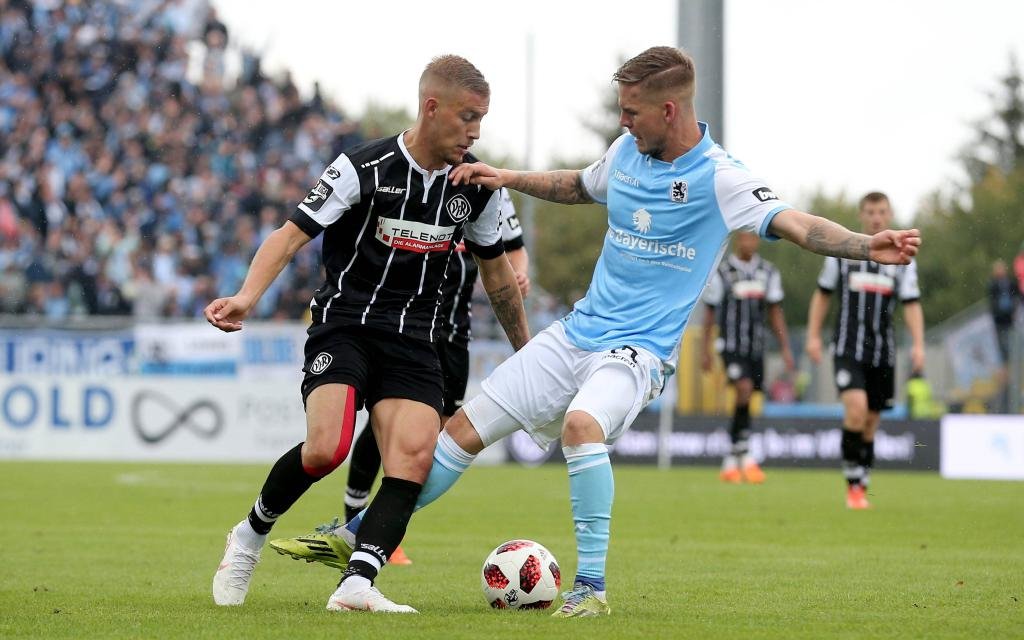 Neuzugang Mart Ristl ( VfR Aalen ) Daniel Wein ( TSV 1860 Muenchen ), VfR Aalen vs. TSV1860 Muenchen, Fussball, GER, 3.Liga, 2018/2019