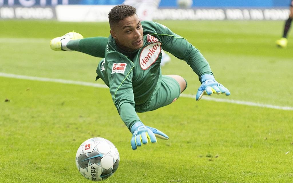 Torwart Zackary STEFFEN (D) Aktion, Fussball 1. Bundesliga, 3.Spieltag, Eintracht Frankfurt (F) - Fortuna Duesseldorf (D) 2:1, am 01.09.2019 in Frankfurt/Deutschland