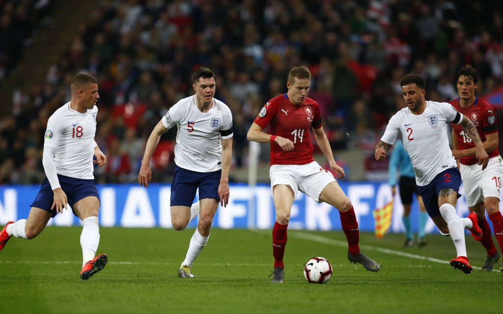 London, England, United Kingdom - Jakub Jankto of Czech Republic (Red).during European Championship EM Europameisterschaft Qualifying 2020 between England and Czech Republic at Wembley stadium , London