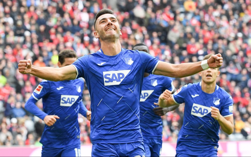 05.10.2019, xmeix, 1.Fussball Bundesliga, FC Bayern Muenchen - TSG 1899 Hoffenheim, emspor, v.l. Jubel zum 0:1 für Hoffenheim durch Sargis Adamyan TSG 1899 Hoffenheim