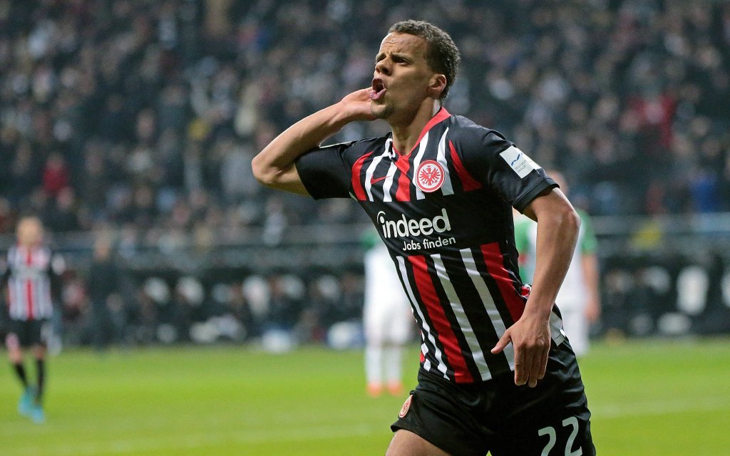 07.02.2020, xovx, Fussball 1.Bundesliga, Eintracht Frankfurt - FC Augsburg emspor, Timothy Chandler Eintracht Frankfurt bejubelt das Tor zum 1:0,