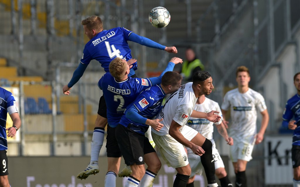 ussball/Herren 2.Bundesliga Saison 2019/2020 DSC Arminia Bielefeld - SV Sandhausen Joakim NILSSON 04 Bielefeld Amos PIEPER 02 Bielefeld Cedric BRUNNER