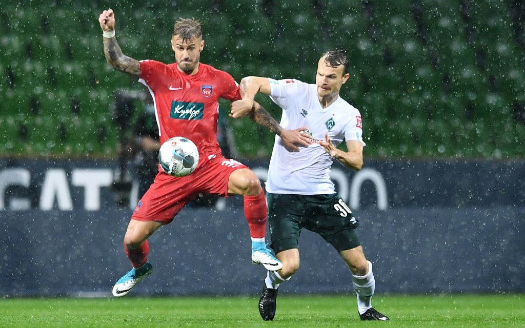 Werder Bremen - 1. FC Heidenheim Fußball, Relegation, Werder Bremen - 1. FC Heidenheim: v.l. Niklas Dorsch, Christian Gross Bremen