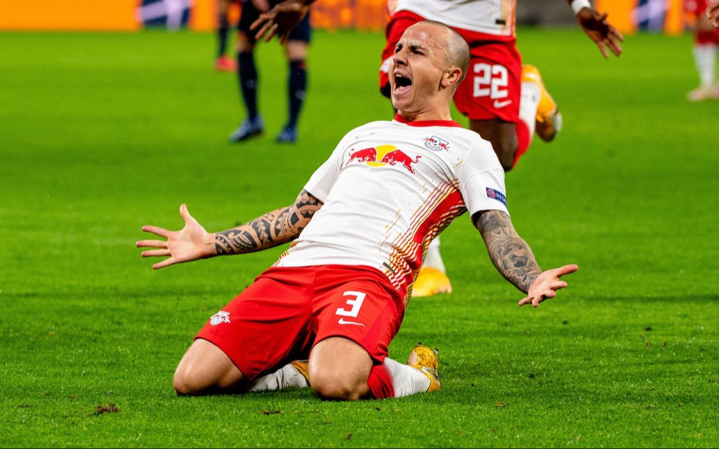 Fußball Champions League Gruppenphase 1.Spieltag RB Leipzig - Istanbul Basaksehir am 20.10.2020 in der Red Bull Arena in Leipzig Torjubel zum 1:0 durch Jose Angel Esmoris Tasende Leipzig