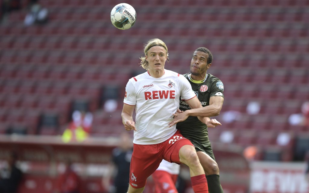 1.FC KOELN-FSV MAINZ 05,17.05.2020 Sebastian BORNAUW 1.FC Koeln Aktion,Zweikampf gegen Robin QUAISON 1.FSV Mainz 05 Fussball: 1. Bundesliga: Saison 19/20: 26.Spieltag