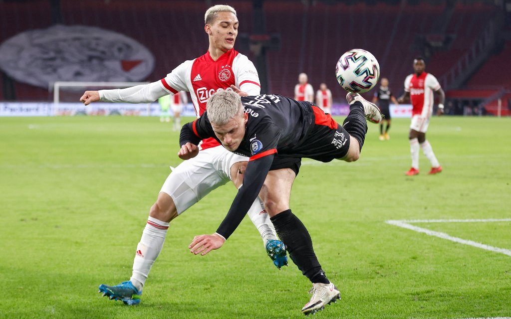 Dutch Eredivisie Football between Ajax and PSV 2-2. Ajax player Anthony Matheus dos Santos and PSV player Philipp Max Ajax - PSV.