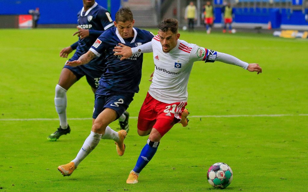 Tim Leibold HSV Cristian Gamboa Bochum Deutschland , Hamburg , Volksparkstadion , 2. Fussball Bundesliga , Hamburger SV - VFL Bochum