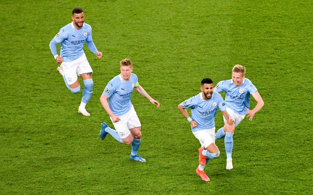 26 Riyad Mahrez man - JOIE - FAIR PLAY FOOTBALL : Paris SG vs Manchester City - Ligue des Champions - 28/04/2021