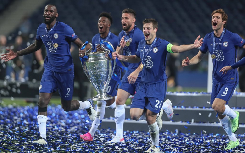 Manchester City FC vs Chelsea FC Porto, 05/29/2021 - Manchester City Football Club played Chelsea Football Club at Estadio do Dragao tonight in a game of the 2021 Champions League final. Antonio Rudiger Cesar Azpilicueta Miguel Pereira