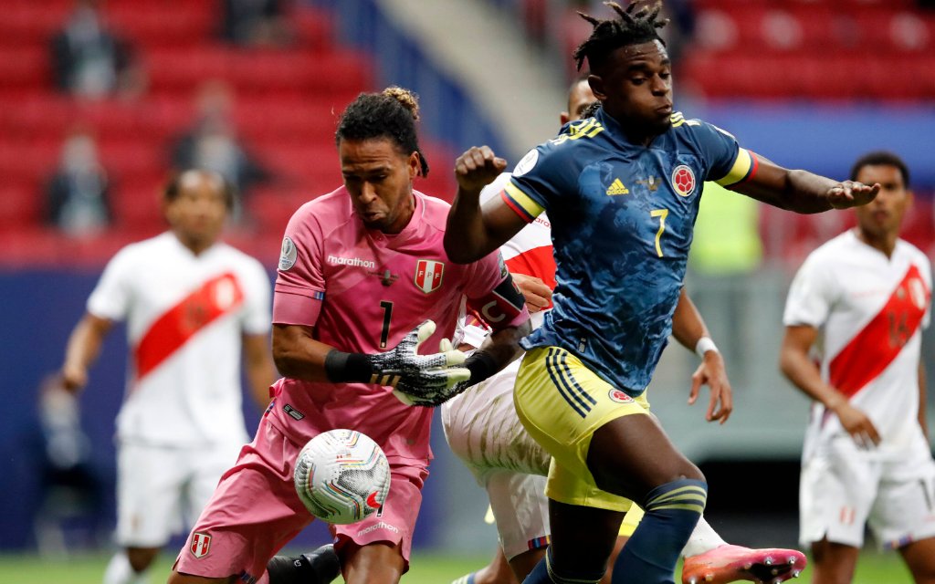 Colombia x Peru BRASLIA, DF - 09.07.2021: COLOMBIA X PERU - Match between , Colombia x Peru match dispute for the third place Copa America Brazil 2021 , held at Estdio Nacional Man Garricha