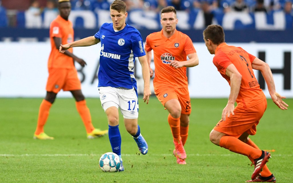 13.08.2021, Gelsenkirchen, Deutschland, Veltins-Arena, FC Schalke 04 vs. FC Erzgebirge Aue - 2. Bundesliga, Florian Flick FC Schalke 04